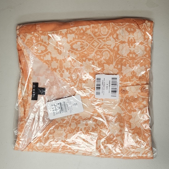 ❤️NWT VINTAGE TORRID TANK BABYDOLL WASHABLE CRINKLE GAUZE PEACH FLORAL PLUS TEE - Picture 9 of 13